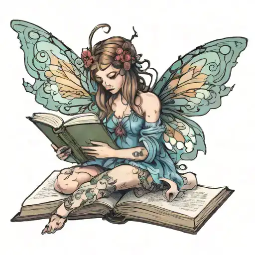 Fairy Reading A Book Open In Front