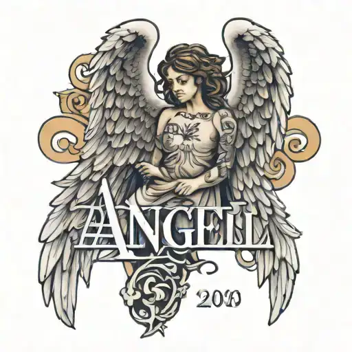Angel Word With Date Of Birth Underneath