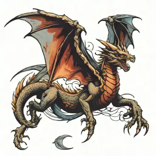 Fantasy Full Body Dragon Flying Up