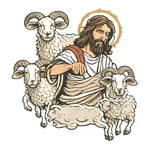 Jesus Defending Sheep Head