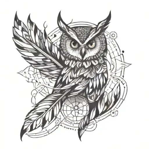 Owl Feather That's Geometric On One Side