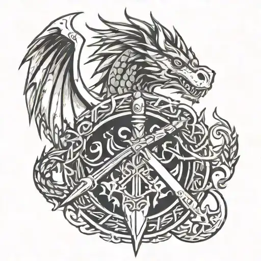 Valhalla Sword Shield Dragon Axe Valknut