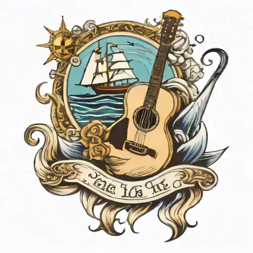 Guitar With Sail Boat Sailing