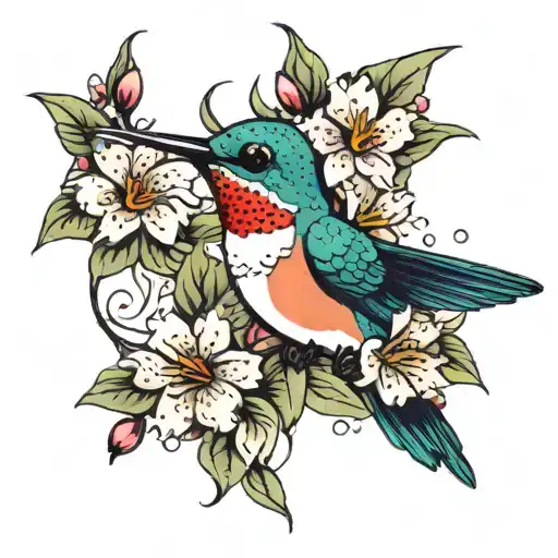 Hummingbird Snow Drop Flower Cherry Blossom