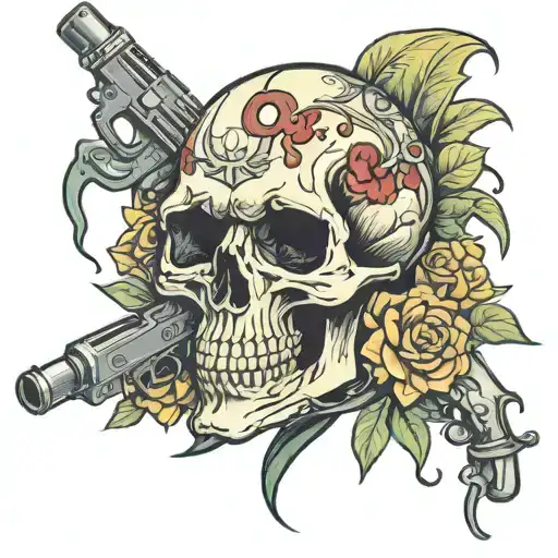 Skull And Medical Plus Gun