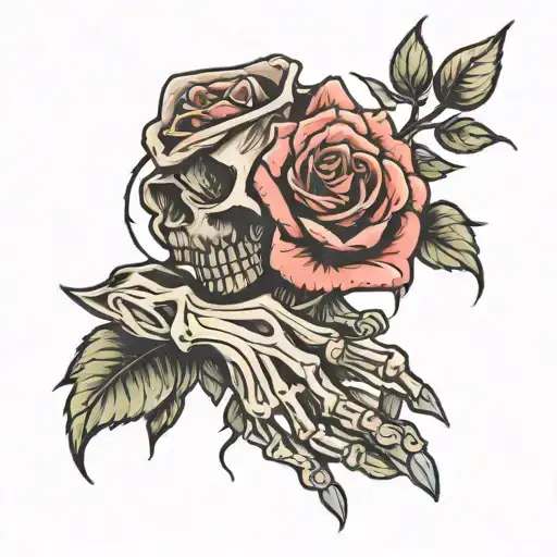Skeletal Hand Holding A Rose