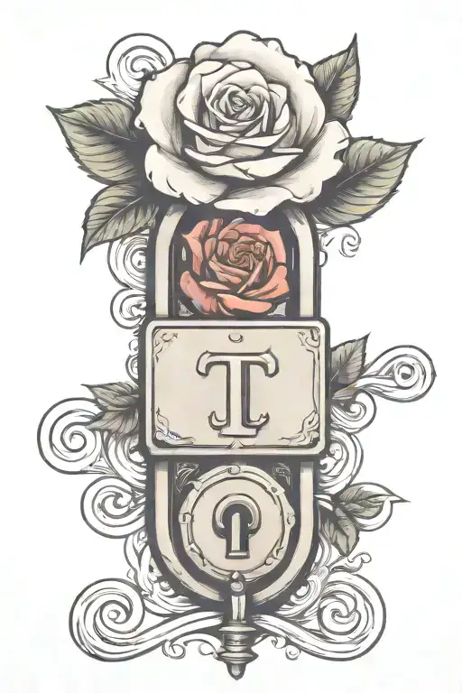 Lock With Letter T And Money Rose