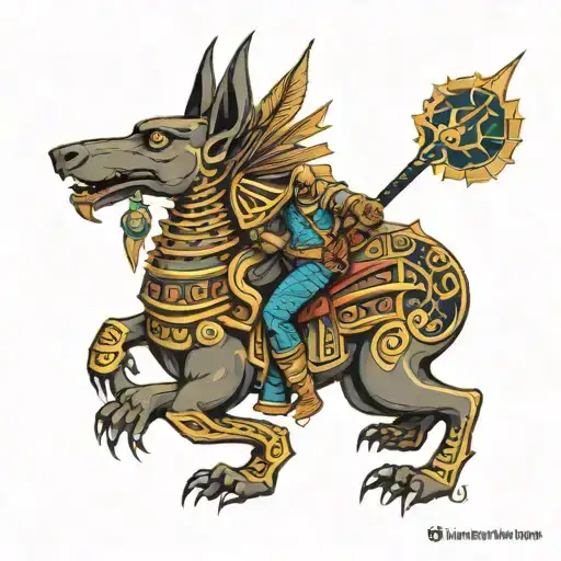 Anubis Ride Dragon Hold Posidon Spear