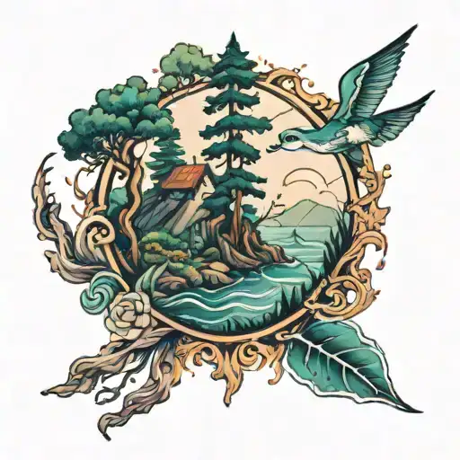 Sea And Forest Scene With A Hidden