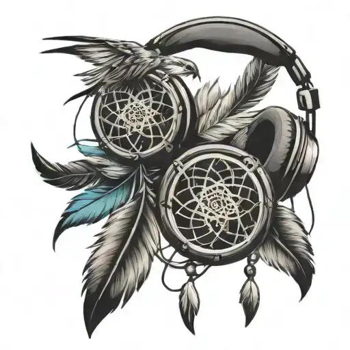 Dreamcatcher With A Small Flight And A Gaming Headphones For