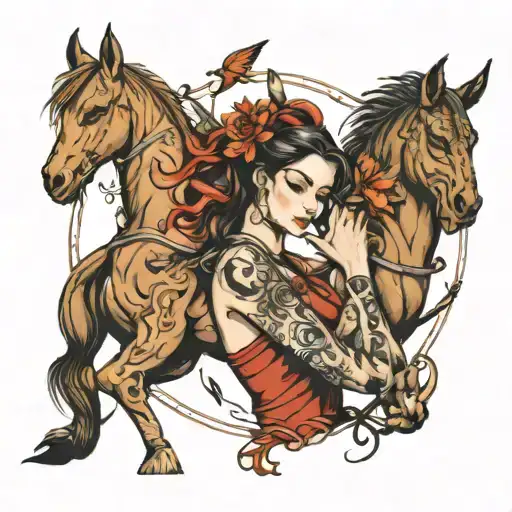 Sagittarius Woman Embracing Animals