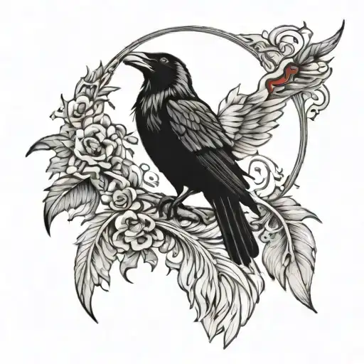 Raven Wings With Wolf Howling