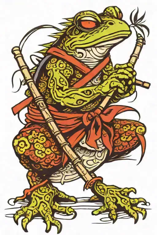Frog Samurai With Bamboo Back Ground