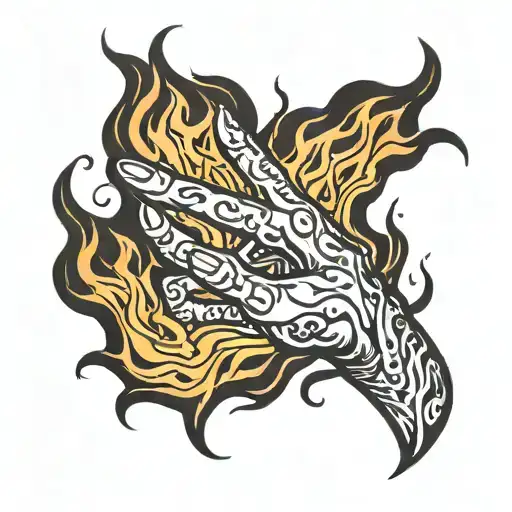 Hand On Fire Flames