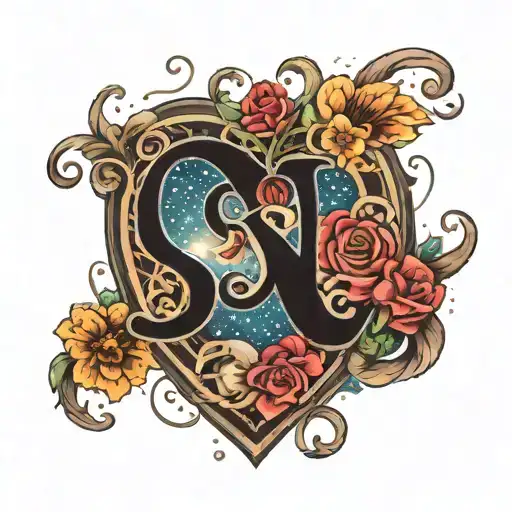 Old Enlish Letter S Heart In Middle The J With A Galaxy Background