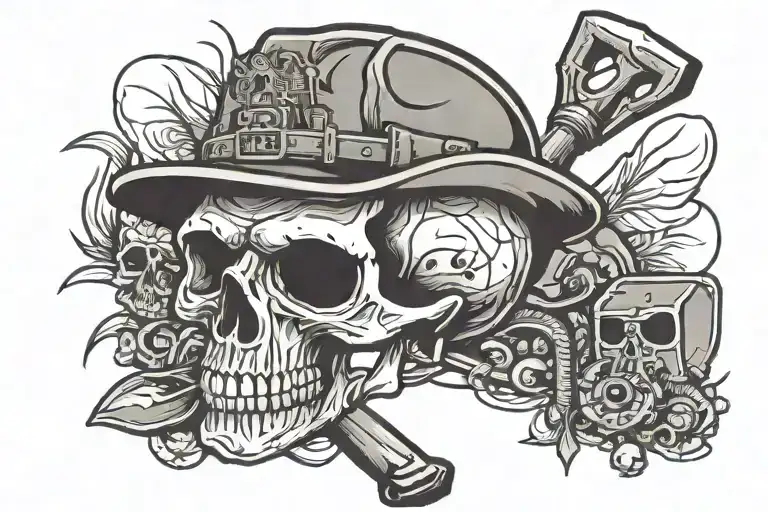 Skull Miner Hat Pick Shovel Coal Mining