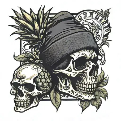 Pineapple Skull With Balaclava On