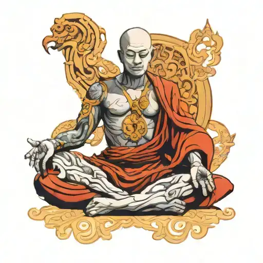 A Cyborg Buddhist Monk Meditating