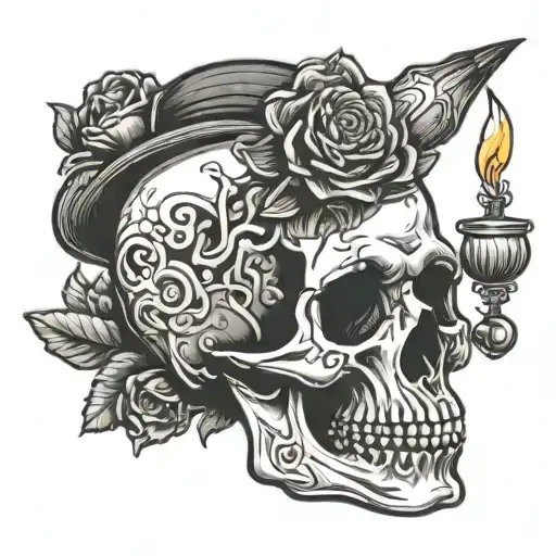 Skull Blowing Out Candle