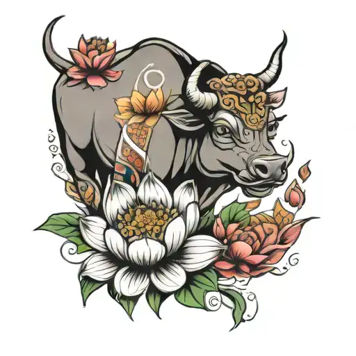 Lotus And Taurus Bull