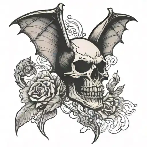 A Big Gothic Bat Winged Skull