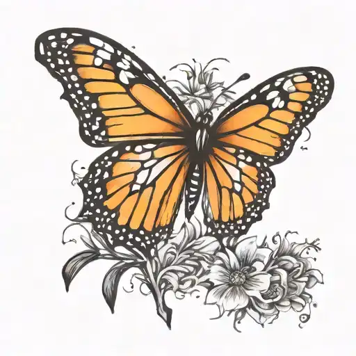 Monarch Butterfly With Torn Wing