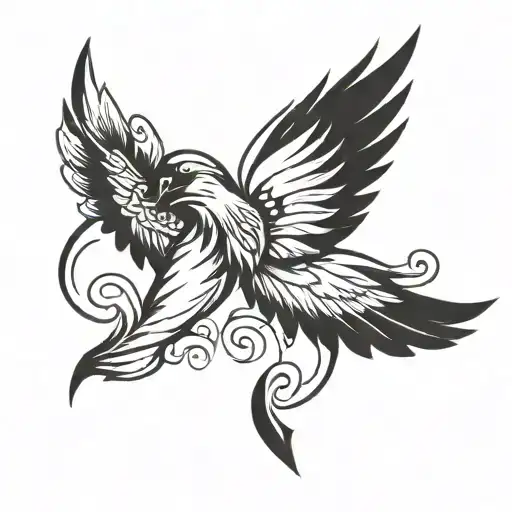 Wings Spread White And Black