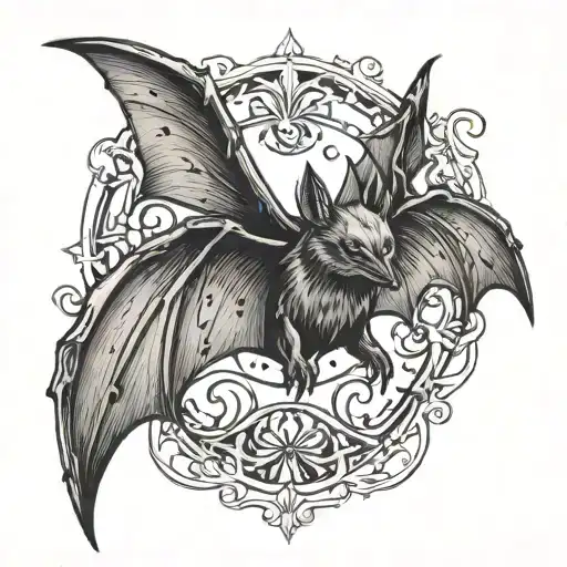 A Big Gothic Bat Flying