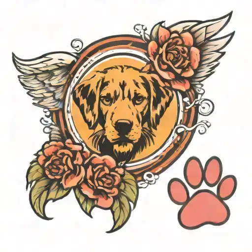 Paw Print With Angel Halo Above