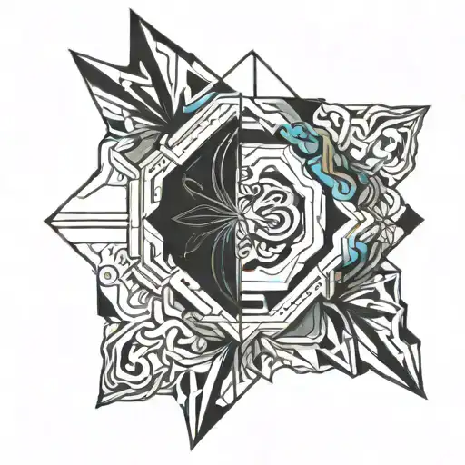 Minimalist Single Line Geometric Shape For The Side Of The Neck