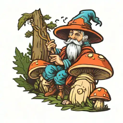 Mushroom Wizard In A Forest