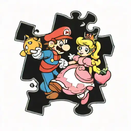 Puzzle Pieces With Mario And Princess Peach