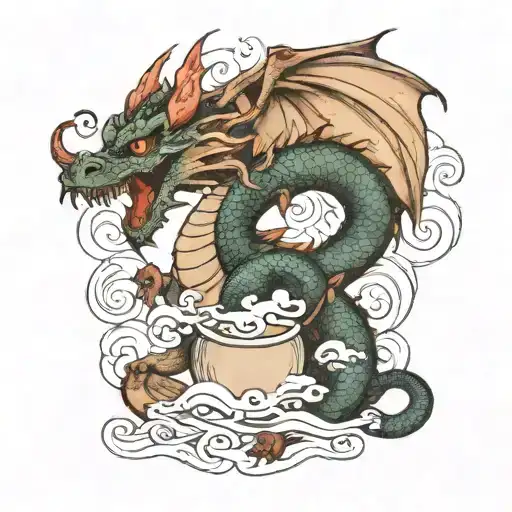 A Small Dragon Underneath Written Power With Coconut Oil