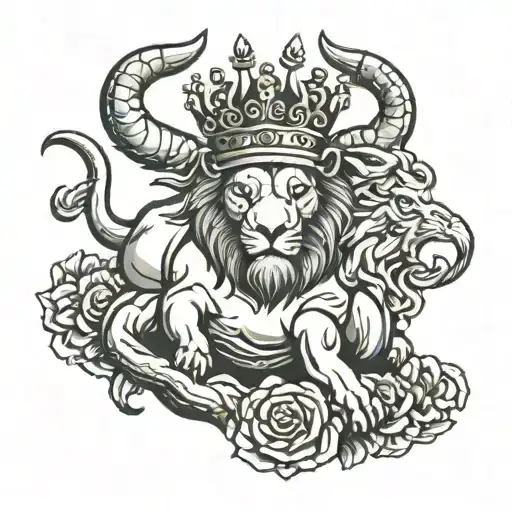 Scorpion And Lion Wearing A Crown