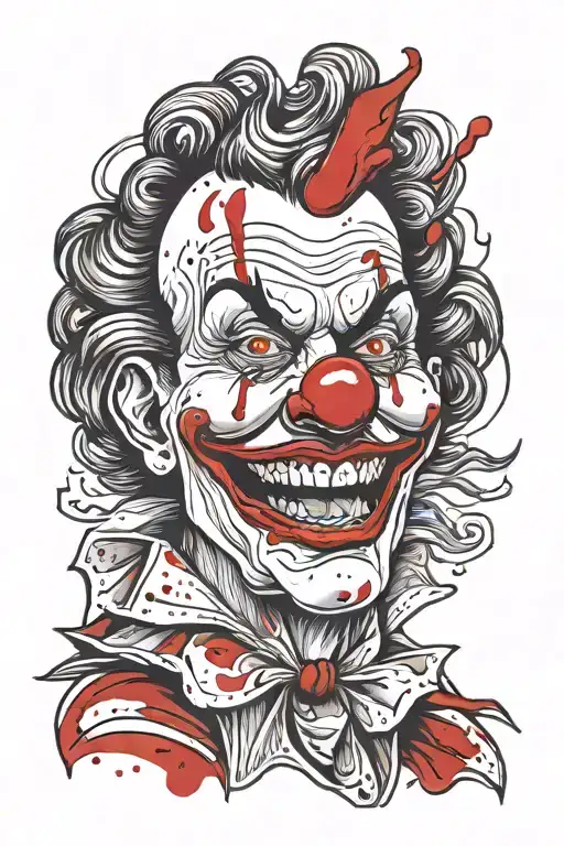 Crazy Clown With Blood On His Face