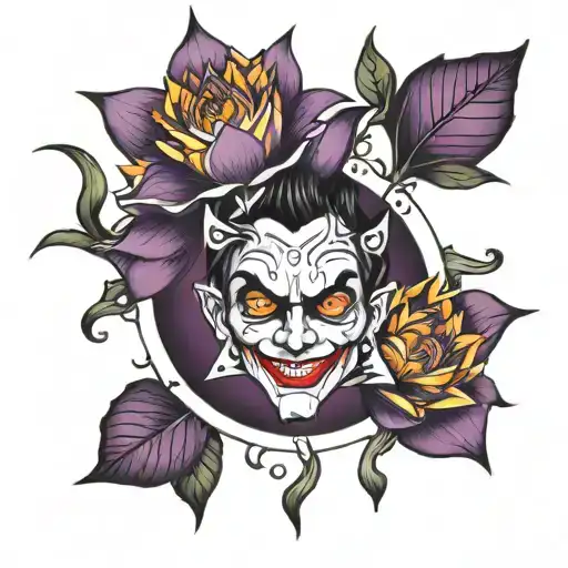 Purple Lotus Flower Surrounding Joker Card