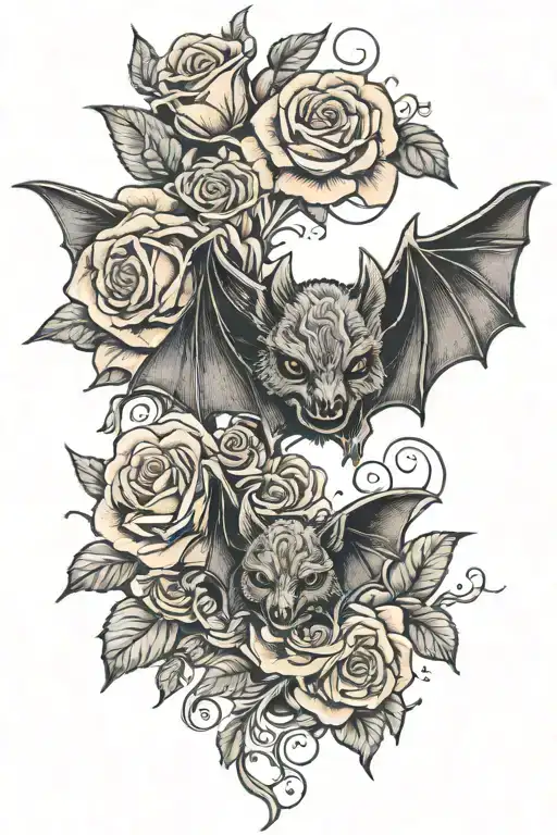 Bat And Roses