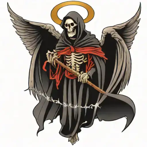 Grim Reaper As An Angle With Wings And A Halo