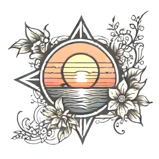 Sunset Minimalistic Tattoo Design