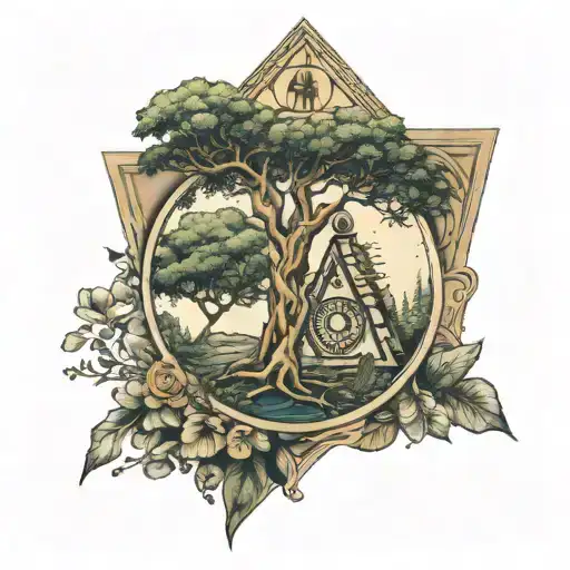 Tree And Nature And Hidden Masonic Figures