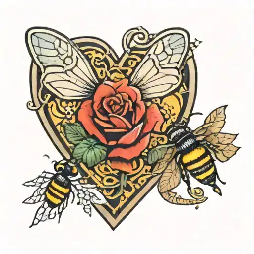 Rose Bee Baseball Heart Shaped Lock