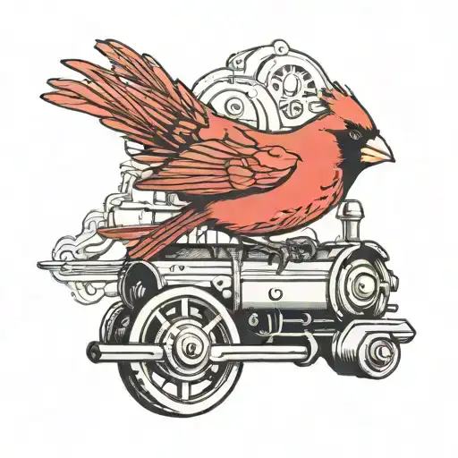 Small Cardinal On Top Of Train Engine