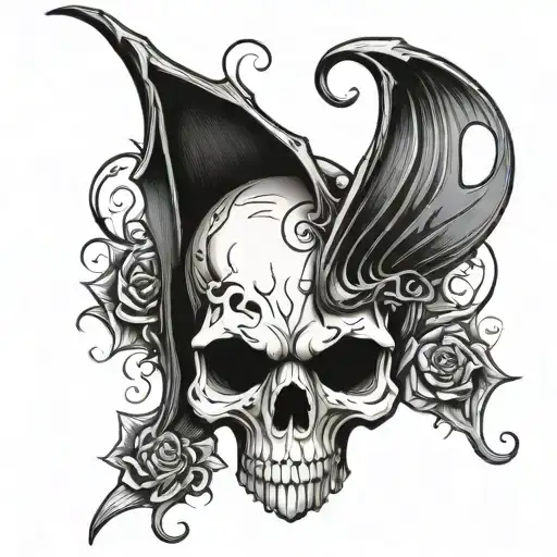 A Big Gothic Bat Winged Skull Inside