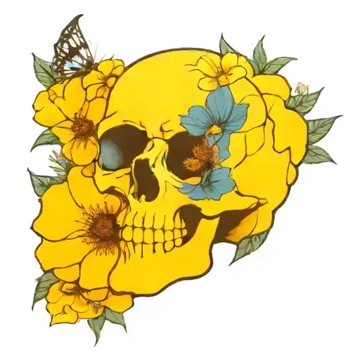 Skull With Wildflowers