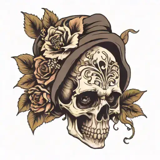 Skull With Flowers Growing Out Of Eyes