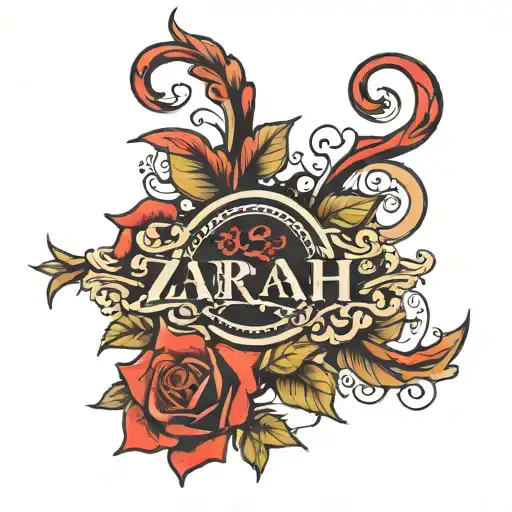 Zarah Name With A Red Rose
