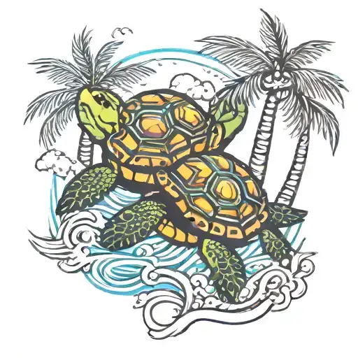 Puerto Rico Turtles Palm Tree Ocean