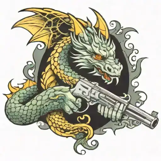 Dragon Wrapped Around A Gun