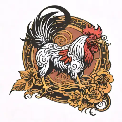 Game Rooster Standing On A Pitbull