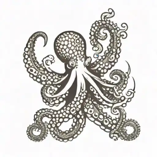 Octopus With Fish Swimming Upstream